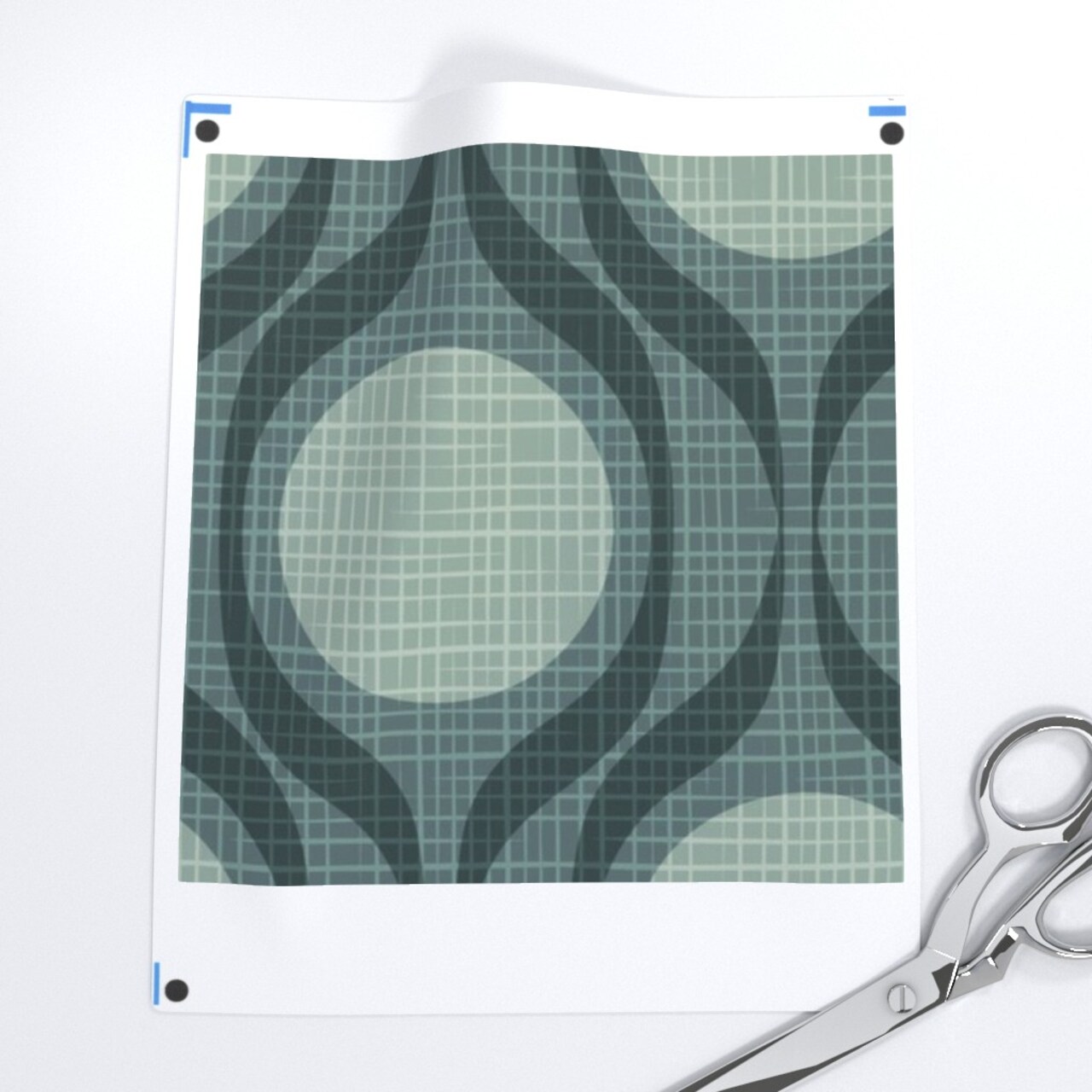 Vintage Retro Grey Geometric Ribbons Circle Large Scale Slate Mid Century Modern Mod Custom Pre-pasted Wallpaper by Spoonflower Pre-Pasted Wallpaper 2FT Wide